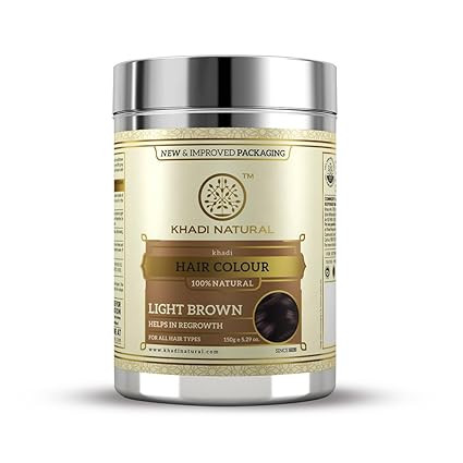 Khadi Natural Herbal Hair Colour Light Brown| Herbal hair colour| Covers grey hair| Suitable for all hair types| 150gm