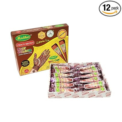 MADIHAS Henna Instant Copper Cone Pack of 12 (28gm each)|Ready-to-Use Natural Henna Cones for Rich Copper Color, Bridal Mehndi & Long-Lasting Stain