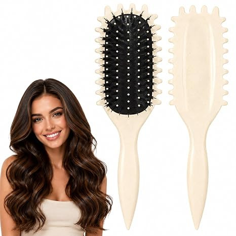 OZIX Curly Hair Brush – Curl Defining & Detangling Brush for Women & Men – Boar Bristle Styling Brush for Shaping, Combing & Enhancing Natural Curls – Suitable for All Hair Types (Multi Color)