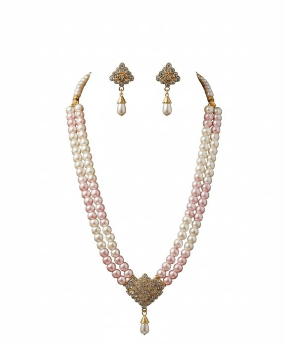Elegant Multi Strand Pearl Necklace for Women | Layered White Artificial Pearl Bridal Necklace | Statement Wedding Jewellery