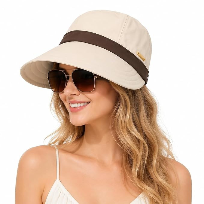 Summer Cap for Women Fashion Wide Brim Sun Hats Sun Visor Caps for Women Bucket Hat Lightweight Packable UV Protection Cap Ladies Hat for Travel, Daily, Hiking, Beach