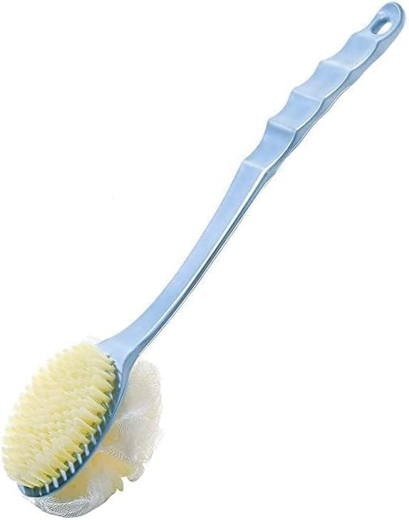 2-in-1 Body Bath Brush with Long Handle – Soft Bristle & Loofah Back Scrubber | Exfoliating, Deep Cleansing & Massage Shower Brush | BPA-Free | For Men & Women