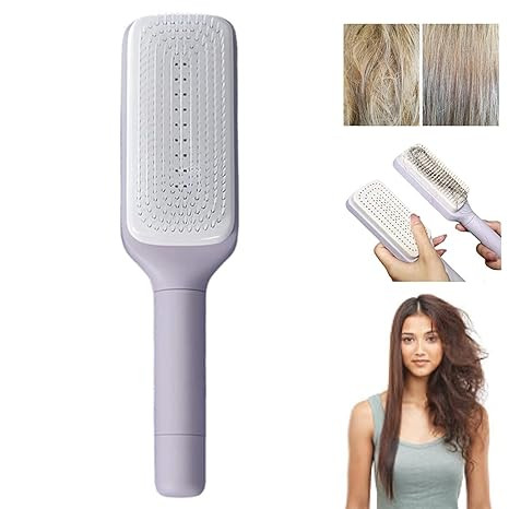 New Self-Cleaning Anti-Static Massage Comb – 4-in-1 Detangling Hairbrush for Adults & Kids – Self-Cleaning Hairdressing Brush for Smooth & Tangle-Free Hair