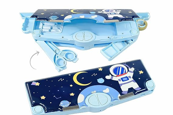Space Theme Multi Functional Pencil Box for Kids | Durable Pencil Case for Boys & Girls | Spacious School Stationery Organizer & Return Gift (Pack of 1)