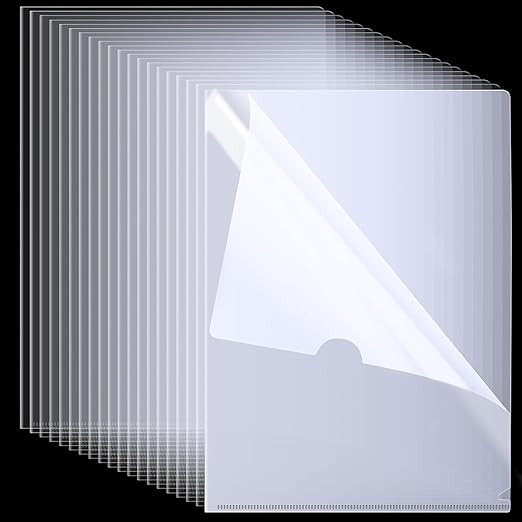 L Folder File|A4 Size Durable Clear Transparent Plastic File Folders|Paper Holders Organizer Document Sleeves For Protection|Suitable For School,Offices & Projects (Pack Of 40)