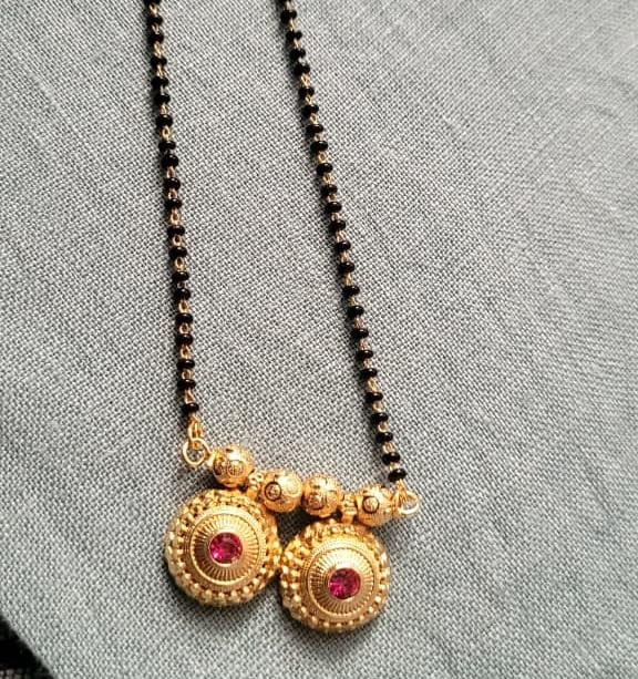Traditional Maharashtrian Accent Artificial Gold Vati Mangalsutra