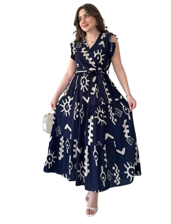 Dress for Women Western Maxi Style, Indo Western Dresses, One Piece Long Gown, A Line Flared Pattern, Ethnic Look Outfit for Women