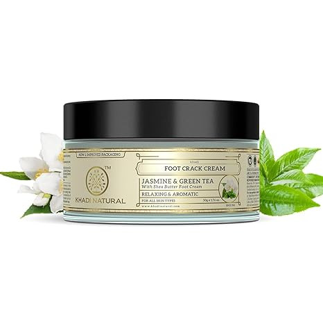 Khadi Natural Jasmine & Green Tea Foot Cream | Herbal Foot Care Cream for Soft & Smooth Feet | Helps Moisturise Dry Skin & Improve Skin Texture | Gentle Daily Foot Care | Suitable for All Skin Types | 50g