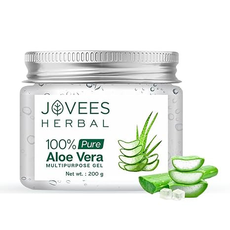 Jovees Herbal 100% Pure Aloe Vera Gel for Face, Hair (200gm) | Hydrating & Soothing Gel for Acne Scars, Blemishes, Anti-Aging & Skin Redness | Multipurpose Aloe Vera Gel for Moisturization, Dandruff Control & Day-to-Night Skin Protection