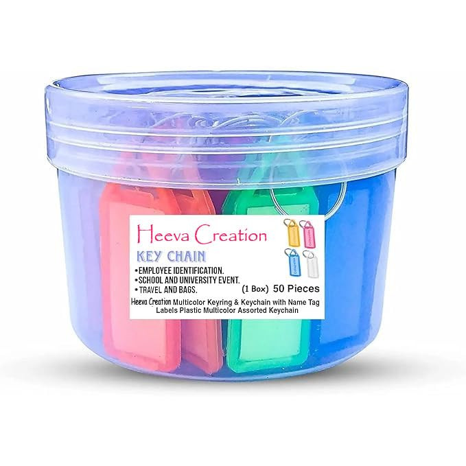 50 Pcs Key Tag Multicolor Keyring & Keychain with Name Tag Labels Assorted Keychain with Two Side Label and Split Ring for Office, Home Key -Plastic.ulti Colour.
