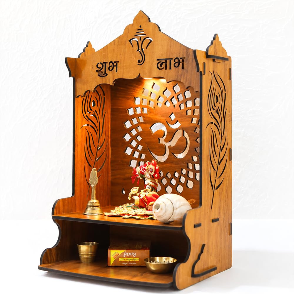 Artworks Wall Mount Puja Mandir for Home | Pooja Mandir for Home Big Size | Wooden Temple |Pooja Stand | Devghar