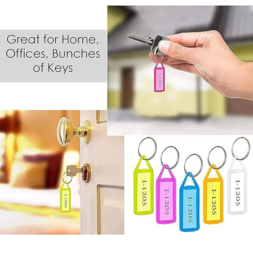 MARK Key Tag Multicolor Keyring & Keychain With Name Tag Labels Assorted Keychain With Two Side Id Label And Split Ring For Office, Home Key -Plastic