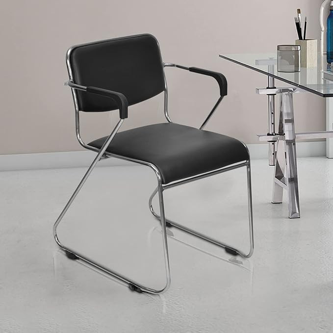 Nilkamal Contract 01 with Arm Visitor Chair (Black), 31 * 22 inches