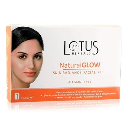 Lotus Herbals Natural Glow Skin Radiance 4 in 1 Facial Kit | Deep Pore Cleansing | Skin Lightening & Hydrating | 200g