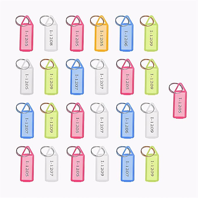 Multicolor Keychain & Keyring with Name Tag Lables, Assorted Key Chains with Tow-side Id Lable for Home, Office Key, Key Tags with Split Ring and Lable(pack of)