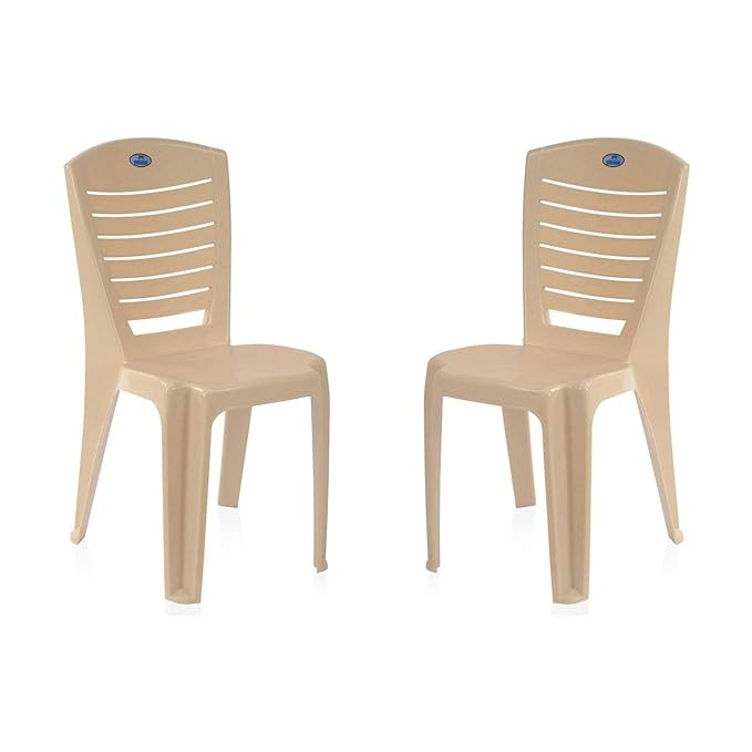 Nilkamal Plastic Chair for Living room |Set of 2 | 3 Year Warranty | For Home, Living Room, Outdoor | Marble Beige Colour | CHR4025