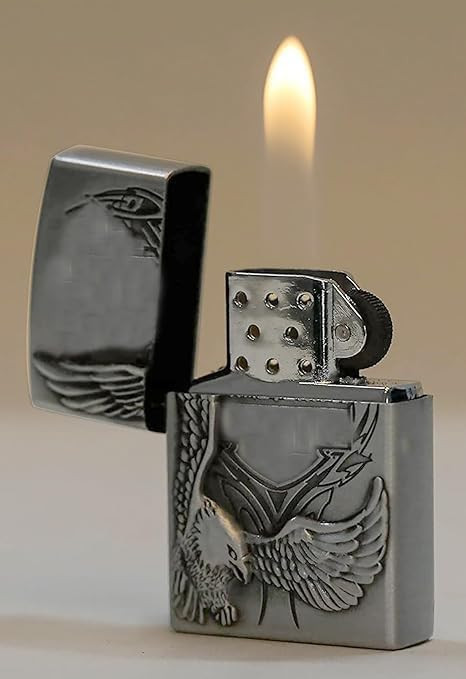 Egle Candle Lighter with Vintage Flip Top | Candle Stylish Pocket Lighter | Stainless Steel Lighter | Premium Design Lighter (Silver)