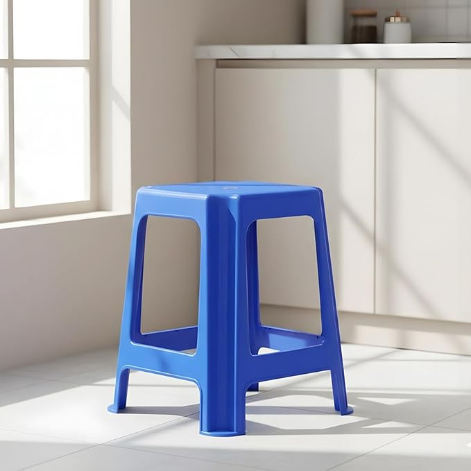 Nilkamal STL07 Strong and Durable Plastic Seating Stool for Home | Bedroom | Bathroom | Kitchen | Living Room | Office | Adult | Children's & Garden Stool with high Load Capacity (Deep Blue)