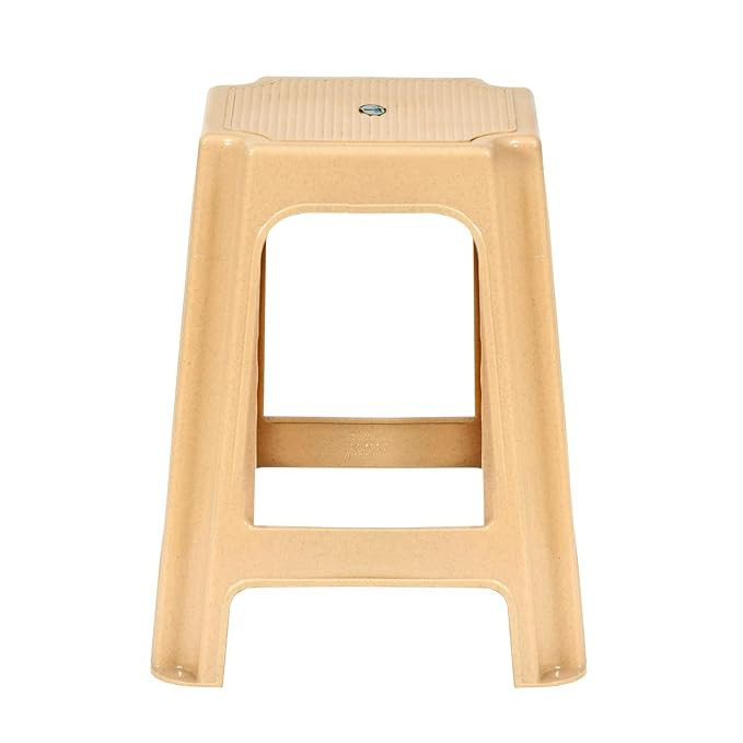 Nilkamal STL07 Strong and Durable Plastic Seating Stool for Home | Bedroom | Bathroom | Kitchen | Living Room | Office | Adult | Children's & Garden Stool with high Load Capacity (Marble Beige)