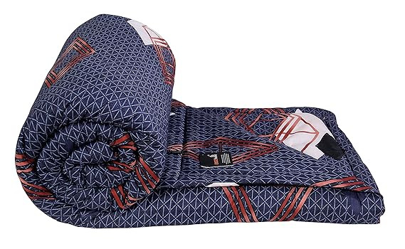 2nd Gen 220 GSM Microfiber Reversible AC Comforter/Blanket for Winter/Quilt/Duvets for King Size Double Bed (230X250 cm, Dark Blue Zig Zag Stripe)