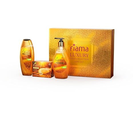 Fiama Gift Set Luxury Gold Collection Pack of 3, Gift Box with Body Wash Shower Gel 250ml, Gel Bar Soap 125g, Hand Wash 400ml, Gifts for Women & Men, Gift Item, Best Birthday, Anniversary Gifts by ITC