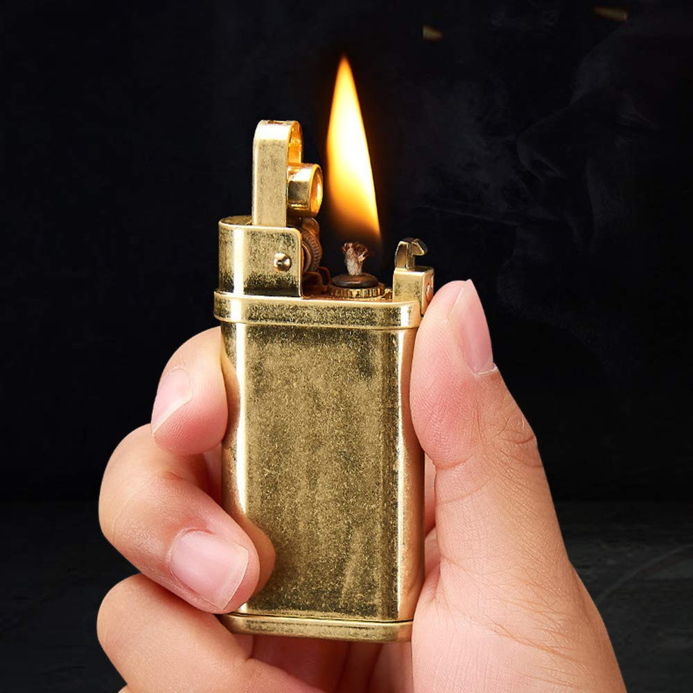Copper Lighter, Windproof Brass for Men Dad Husband (Fuel Not Included)