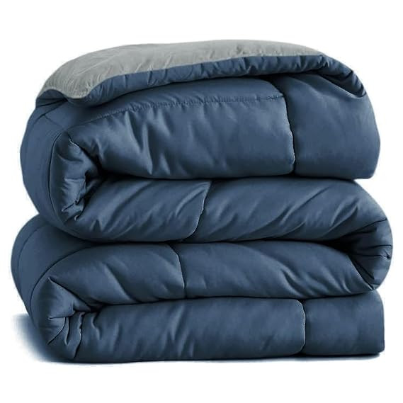 Microfiber Reversible AC Comforter/Blanket for Double Bed | Ultra Soft & Dual Colour All Weather Duvet |Solid Teal & Grey, 200 GSM, 90 x 100 inches