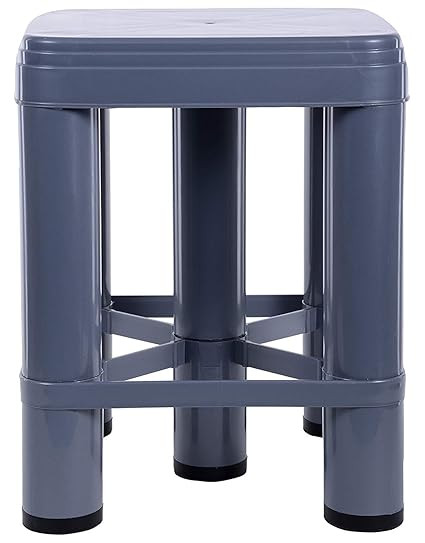 Nayasa XL Plastic Stool | Highted, Sitting Stool | Ideal for Indoor Or Outdoor use| Plastic Non-Slip Lightweight | Ideal for Office, Home, Garden etc | Glossy Finish |Grey
