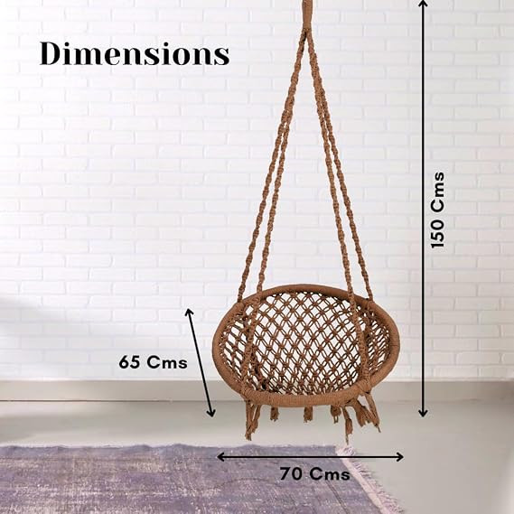 Swing for Adults/Cotton Round Swing for Adults/Jhula for Adults/Perfect Round-Shaped Swing Chair/Swing for Balcony (Brown, Without Accessories)