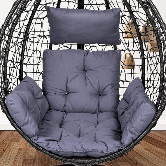 Cushion for Hanging Basket Chair Swing/Outdoor Egg Swing Chair Soft Cushion/Jhula Seat Padded Pillow Cushion/Swing Chair Cushion with Polyester Cloth - (Grey)