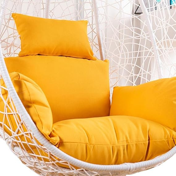 Cushion for Hanging Basket Chair Swing/Outdoor Egg Swing Chair Soft Cushion/Jhula Seat Padded Pillow Cushion/Swing Chair Cushion with Polyester Cloth - (Yellow)