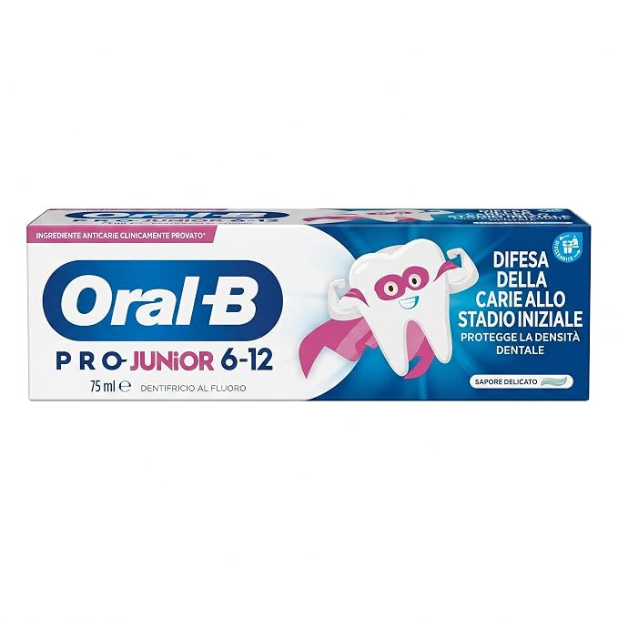Oral-B Pro Junior 6-12 Years Kids Toothpaste 75ml | Fluoride Toothpaste for Cavity Protection | Gentle Daily Dental Care for Children