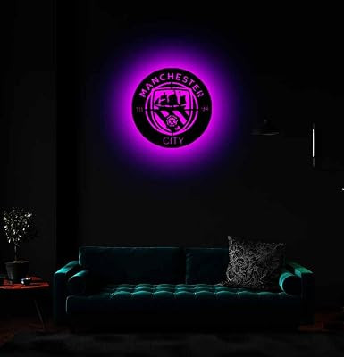 Stylish Wooden ManchestercityLogo 3D LED Backlight Wall Decor, Floating Home Decor Wall Art Gift, Football Game Lovers Kids Room Decorative Night Light 18x18 Inch