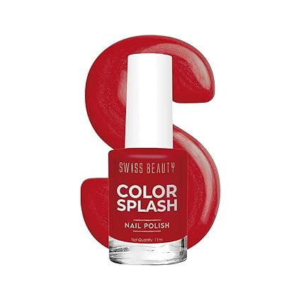 Swiss Beauty Color Splash Nail Polish - Long-Lasting, Glossy - 11 ML, Crimson Love