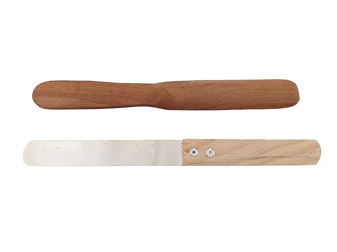 Metal Wax Spatula with Wooden Finish Handle Waxing Applicator Knife Wooden and Steel Plate for Personal Professional Use Women Hair Removal Combo Stainless Reusable Kit Home Salon Sliver