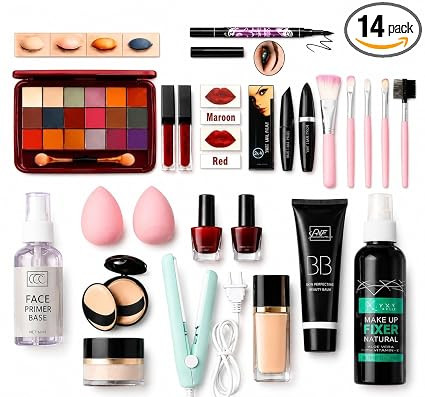 Professional Waterproof Makeup Kit Set With All Products For All Types Of Skin For Girls & Women – Eyeshadow Palette, Lip Colors, BB Cream, Primer, Makeup Fixer, Beauty Blender & Brushes