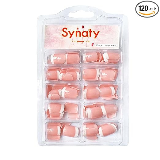 120Pcs Oval French Nails False Nails Pack With Glue Stickers, Manicure Kit