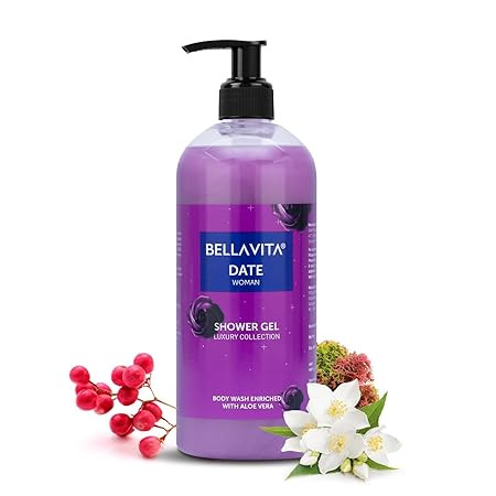 Bella Vita Luxury Date Woman Body Wash Shower Gel for Women | 500ml | Deep Cleansing, Hydrating & Moisturising with Aloe Vera Extract | Softer, Smoother Skin | Suitable for All Skin Types
