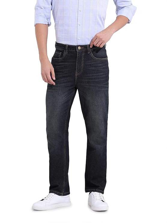 Men Slim Straight Fit Solid Mid-Rise Stretchable Jeans