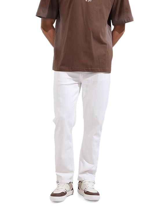 Men Slim Straight Fit Solid Mid-Rise Stretchable Jeans