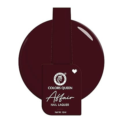 Colors Queen Affair Nail Polish - 54 - Burnt Maroon, 13ml | Rich Pigmentation, Quick Drying, Long Lasting Nail Paint | Chip Resistant, No Harmful Chemicals, Semi Matte Nail Polish for Women