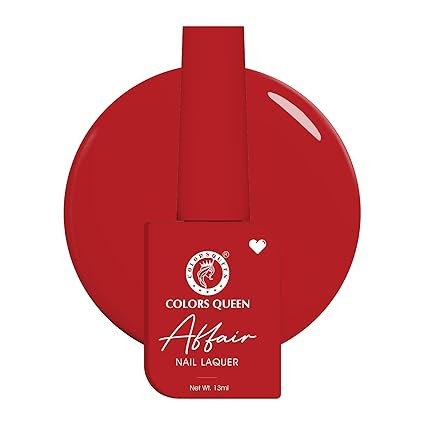 Colors Queen Affair Nail Polish - 16 - Mexican Red, 13ml | Rich Pigmentation, Quick Drying, Long Lasting Nail Paint | Chip Resistant, No Harmful Chemicals, Semi Matte Nail Polish for Women