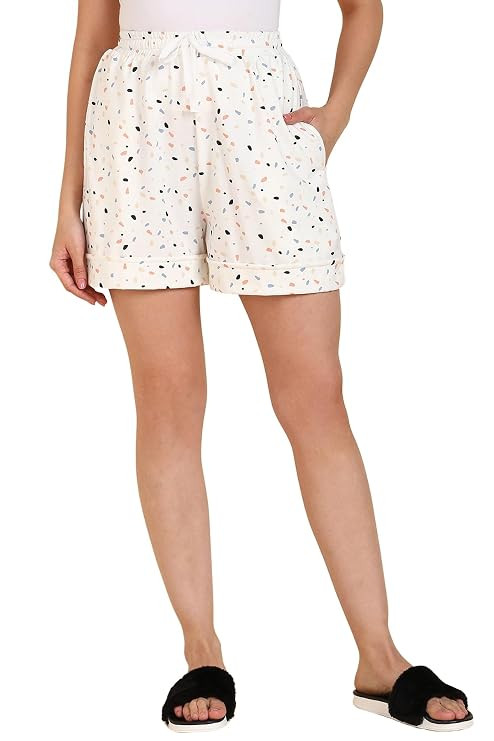 Maternity Shorts for Women with Pockets | 100% Cotton Pre & Post Pregnancy Printed Short | Elasticated Mid-Rise Relaxed-Fit Maternity Shorts for Mothers