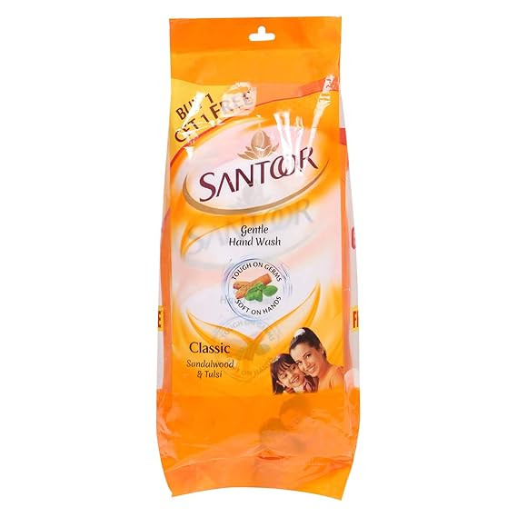 Santoor Gentle Classic Hand Wash - 180ml (Sandalwood & Tulsi, Buy 1 get 1)