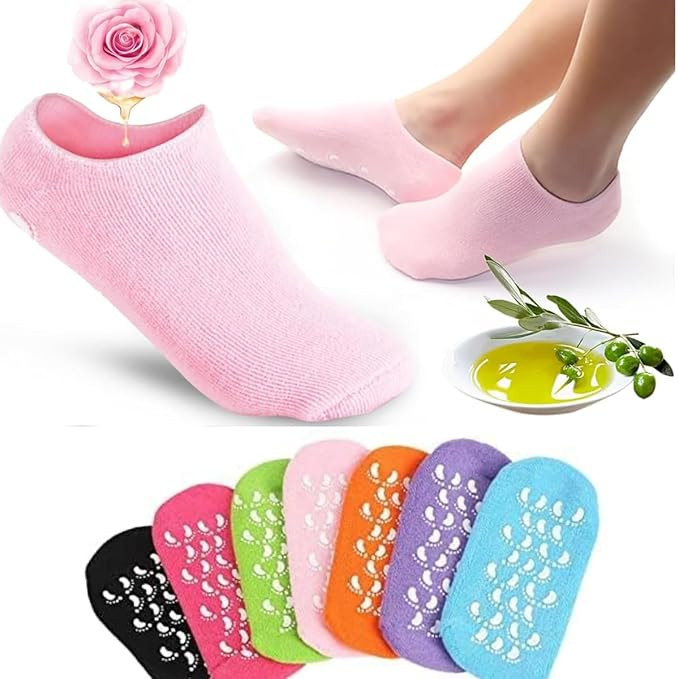 Premium Silicone Gel Socks | Spa Moisturizing Socks for Women | Hydrating, Softening & Repairing Foot Care | Random Colour Will Be Sent (1 Pair)