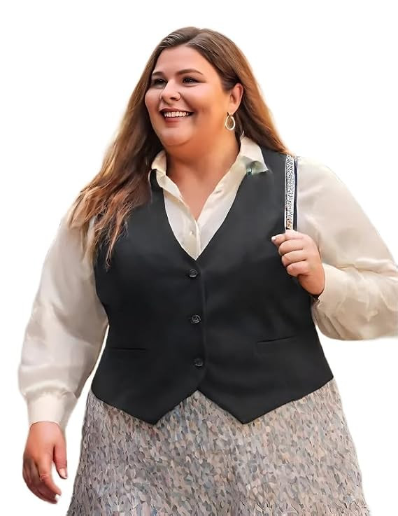 Women's Black Waistcoat-Slim Fit Western Waistcoat for Women & Girls