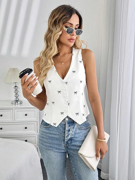Women's Corset Waistcoat Vest | Sleeveless V-Neck Waist Coat | Formal Suit Jacket Korean Style Tops for Women