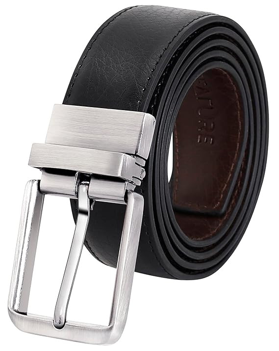 Reversible Vegan Leather Formal Belt For Men(Color-Black/Brown||BL-01|| 46 inches length|| Waist upto -40 inches)