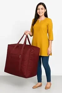 156L Jumbo Nylon Clothes Storage Bag|Waterproof Foldable Blanket Bag|Saree Organizer|Heavy Duty Quilt & Razai Cover Bag for Wedding Cloth, Travel Packing & Wardrobe Storage|Maroon