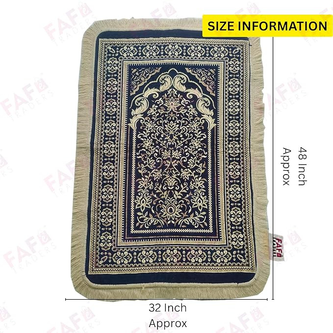 Premium Velvet Janamaz Prayer Mat | Soft Thick Mussalla Namaz Mat for Muslims | Anti-Slip Base & Elegant Design | Comfortable Muslim Prayer Mat for Salah & Namaz (Green)